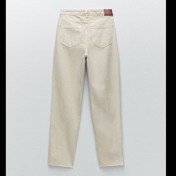 NWT ZARA Z1975 Straight Leg Slit Jeans Ecru - Picture 7 of 9